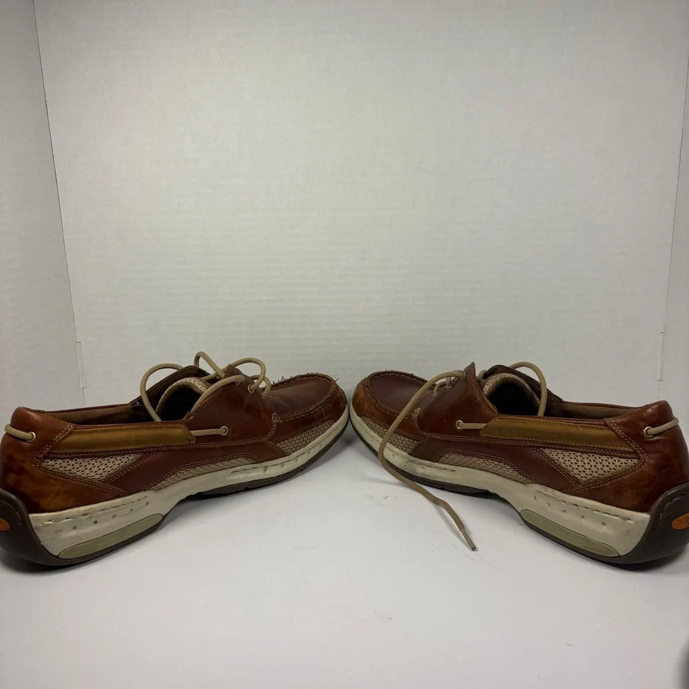 Dunham Captain Mens Brown Leather Mesh Boat Shoes Loafers MCN410BR Size 13 D